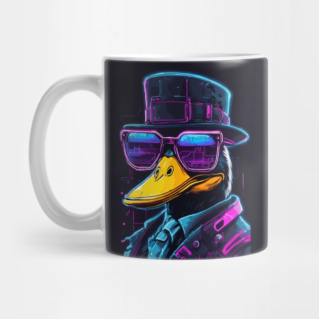 Cool Cyberpunk Duck Wearing Glasses Neon by Art-Jiyuu